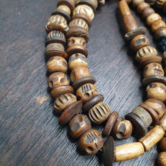 Antique Tibetan Carving Beads Beaded Necklace Long Strand
