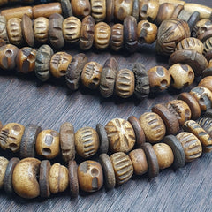 Antique Tibetan Carving Beads Beaded Necklace Long Strand