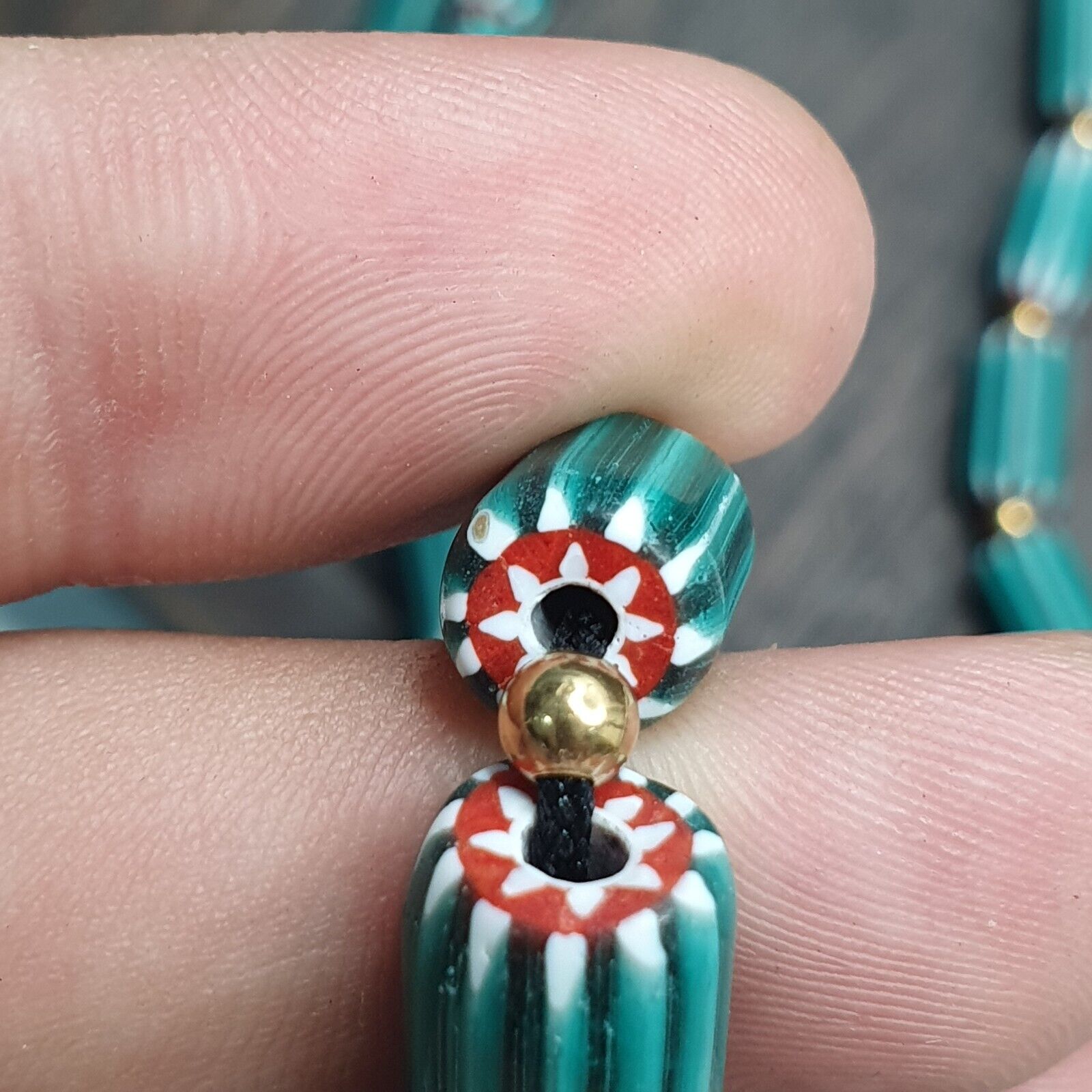 Vintage venetian Style Beads Collection Bluish beads Necklace B21