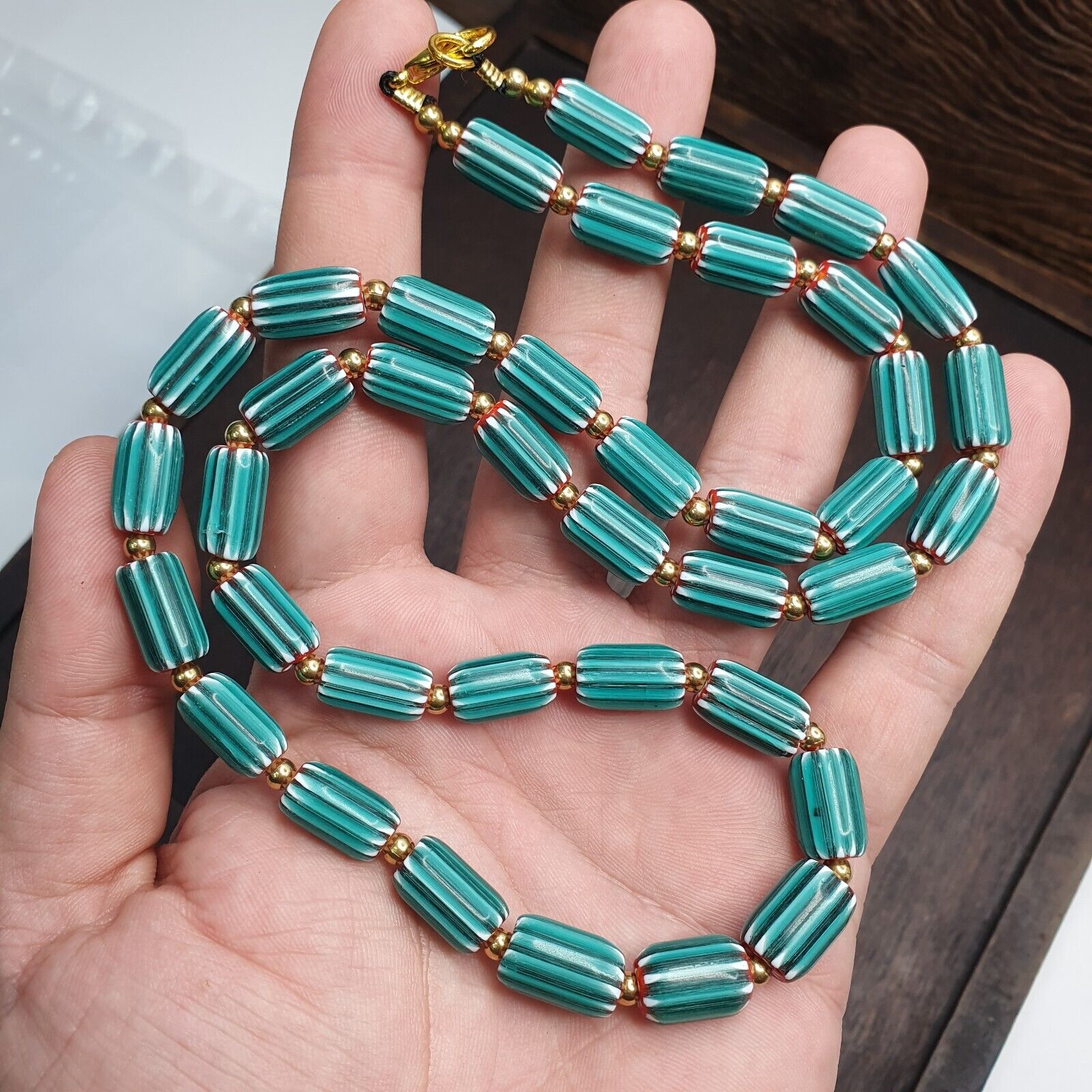 Vintage venetian Style Beads Collection Bluish beads Necklace B21
