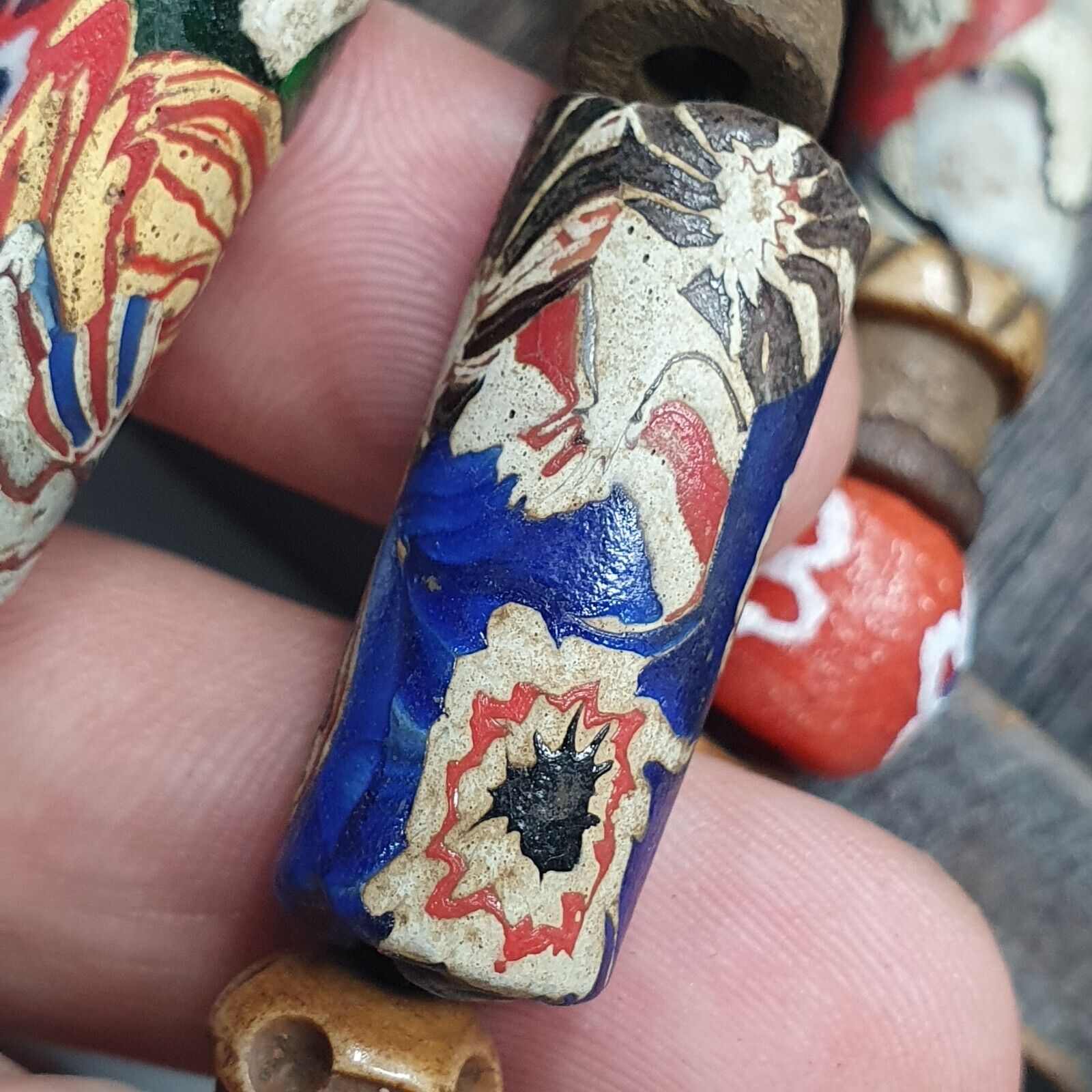 Venetian Millefiori Style beads with African Glass skunk eye beads Necklace