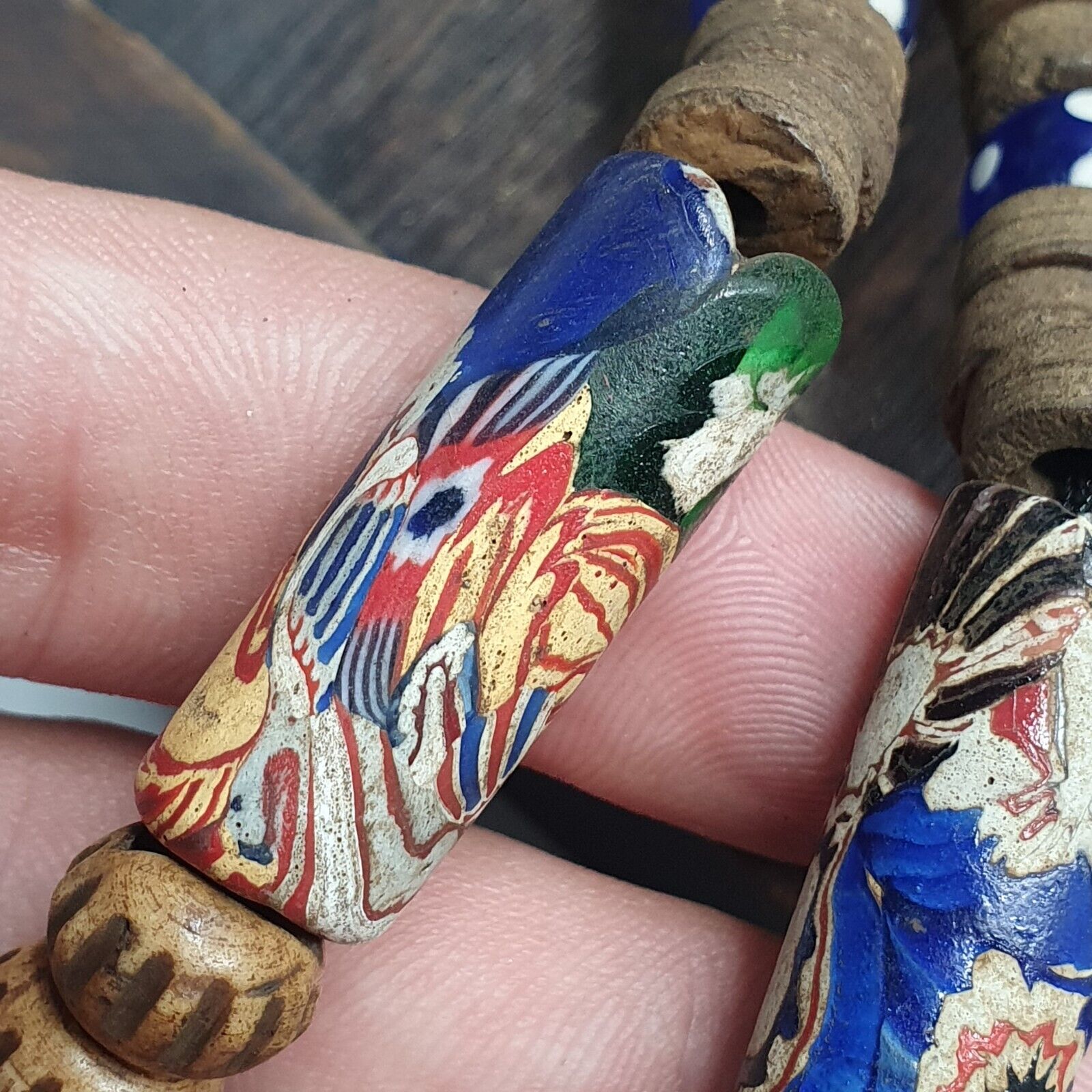 Venetian Millefiori Style beads with African Glass skunk eye beads Necklace