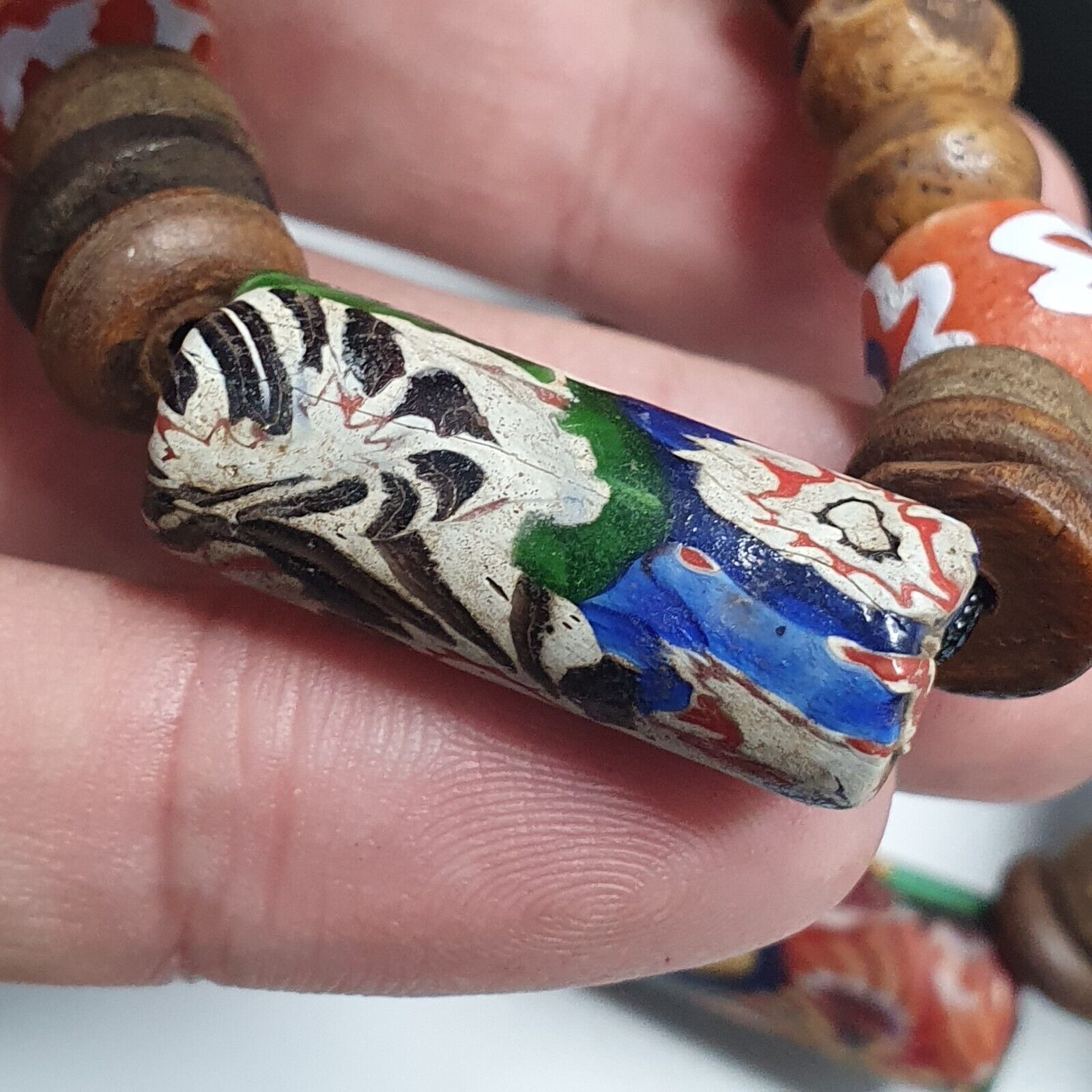 Venetian Millefiori Style beads with African Glass skunk eye beads Necklace