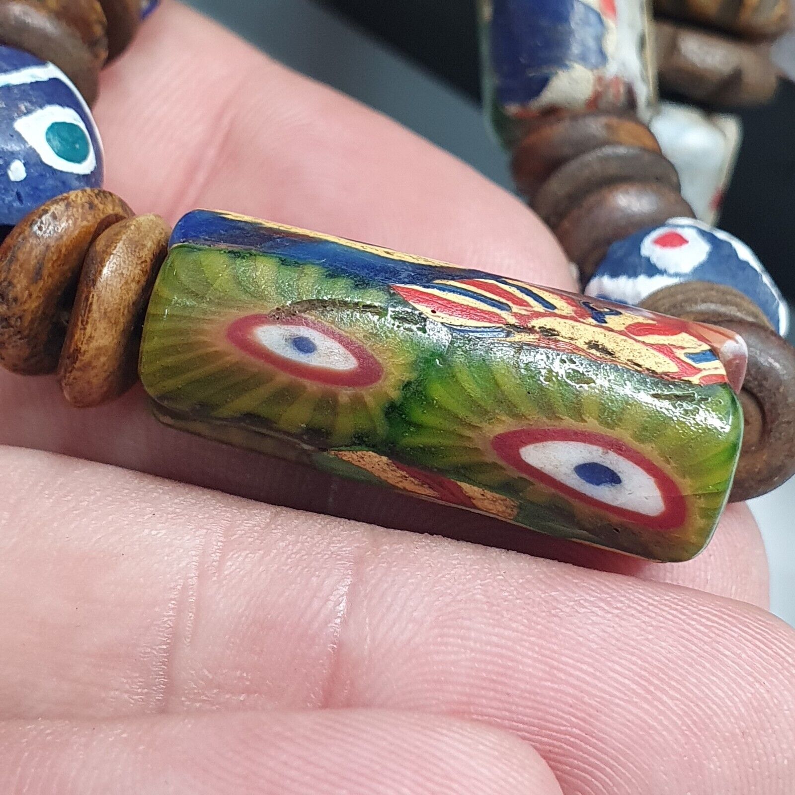 Venetian Millefiori Style beads with African Glass skunk eye beads Necklace