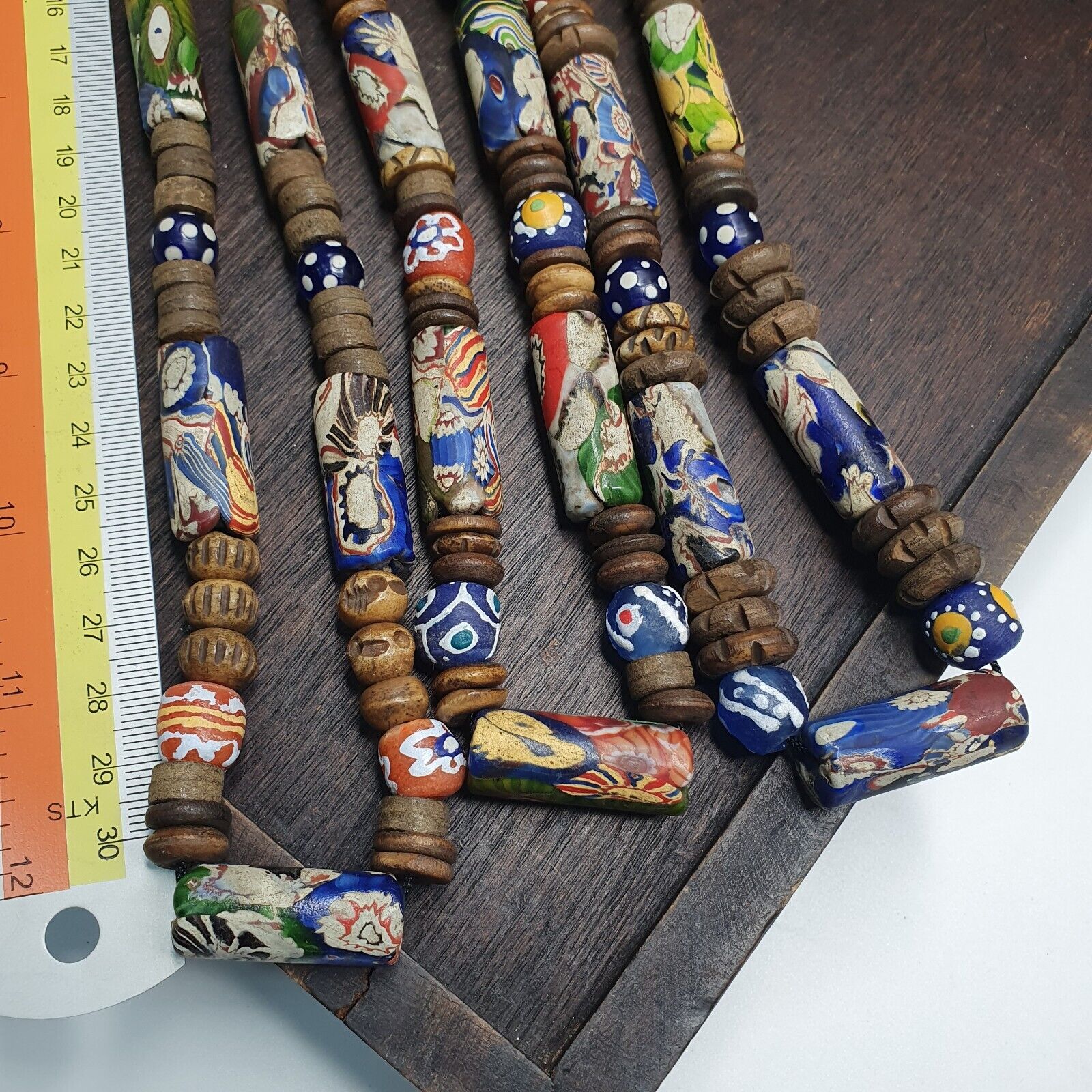 Venetian Millefiori Style beads with African Glass skunk eye beads Necklace