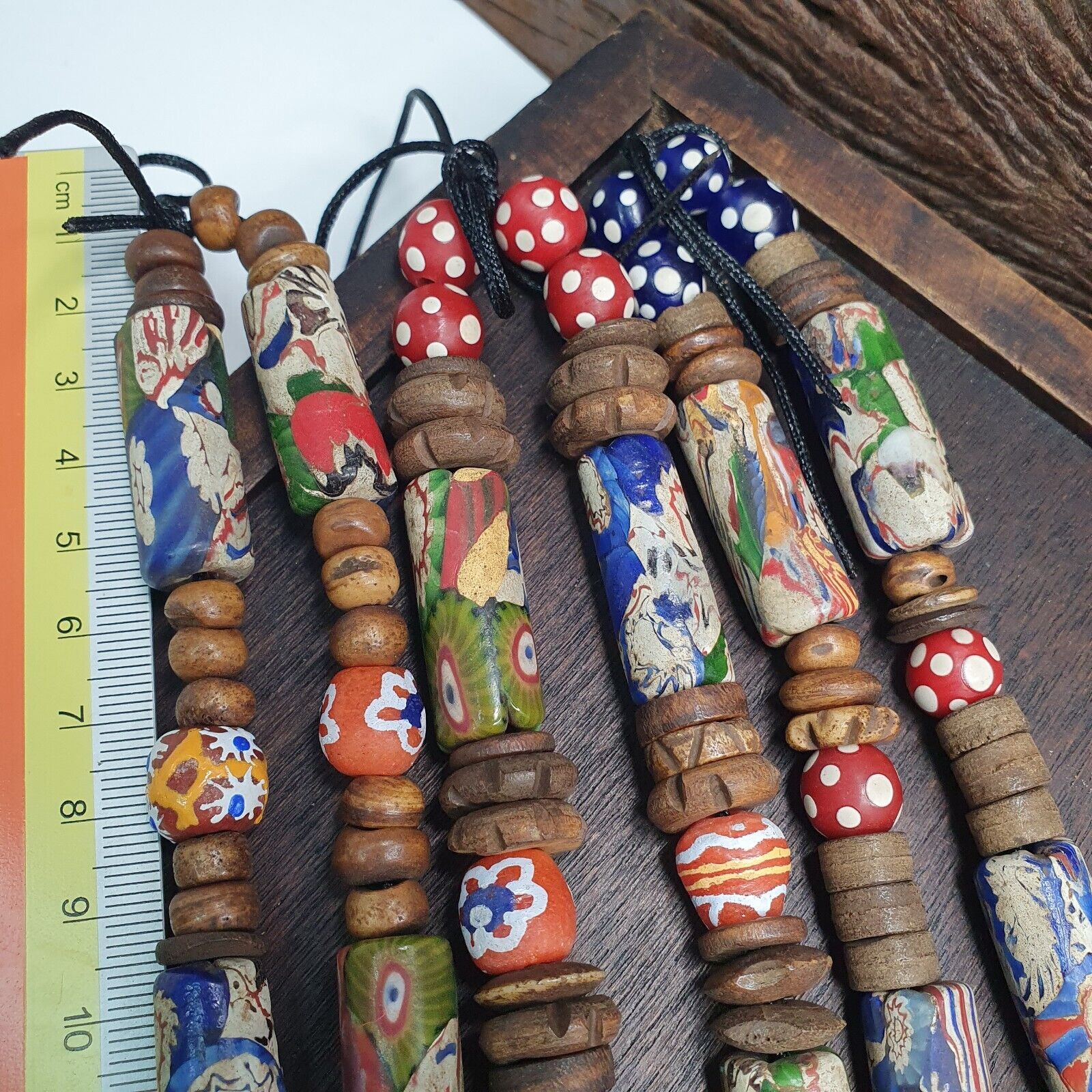 Venetian Millefiori Style beads with African Glass skunk eye beads Necklace