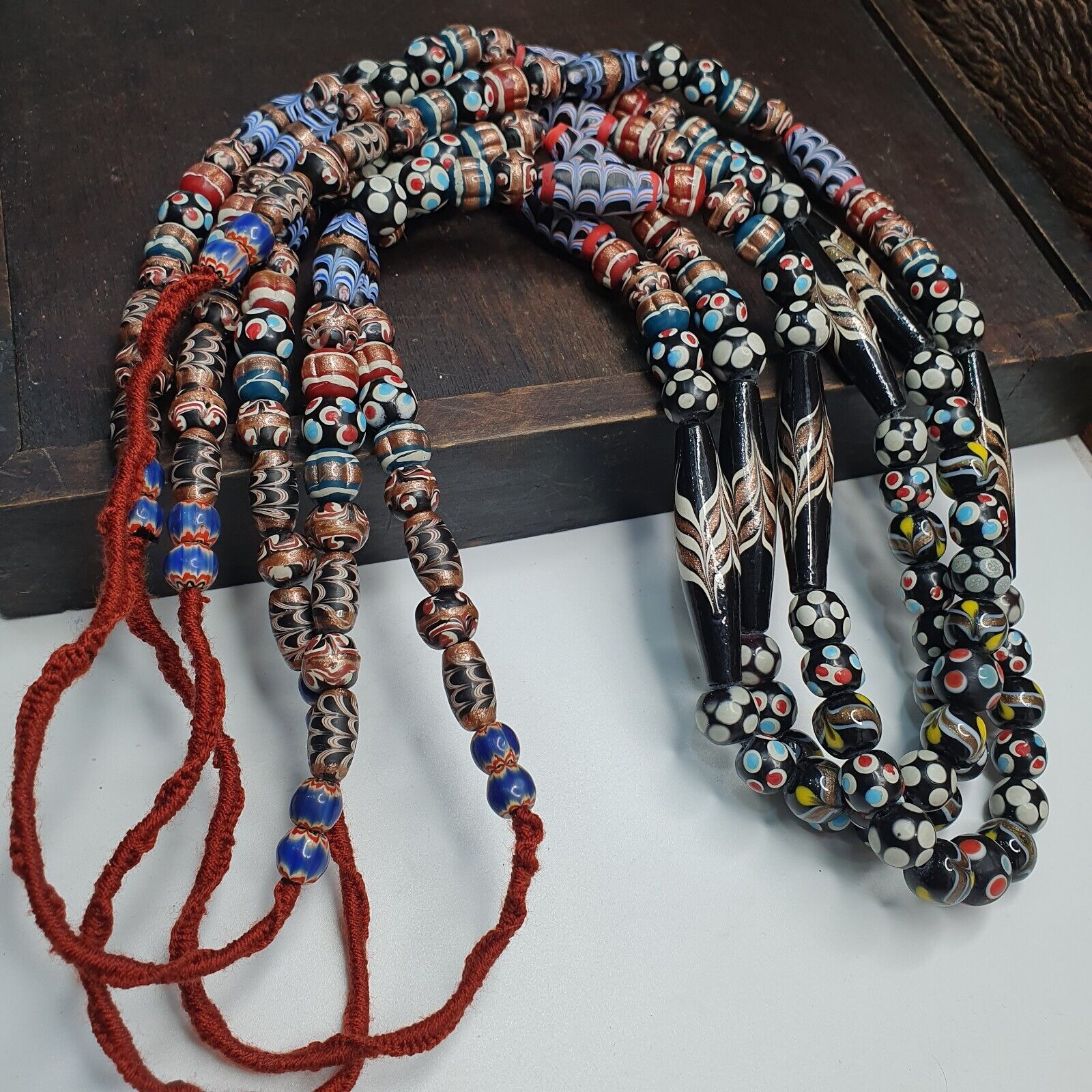 Venetian Style Skunk Wedding cake Aventurine beads beaded Necklace