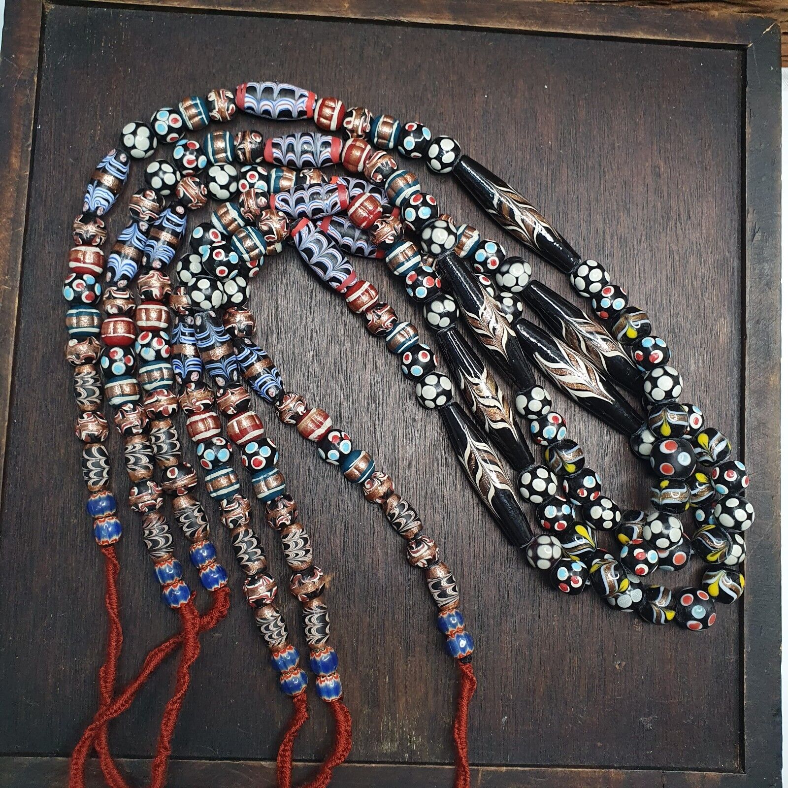 Venetian Style Skunk Wedding cake Aventurine beads beaded Necklace