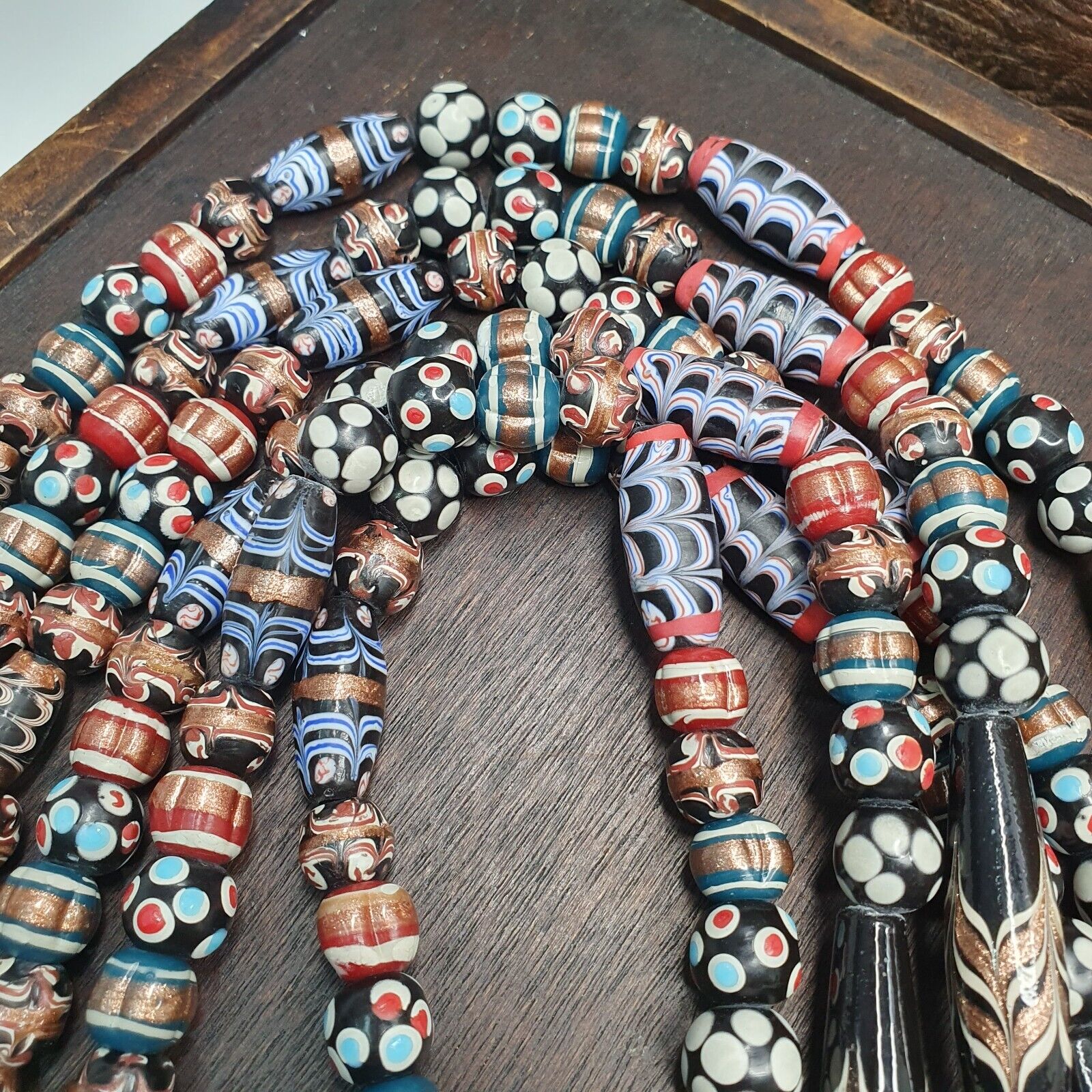 Venetian Style Skunk Wedding cake Aventurine beads beaded Necklace