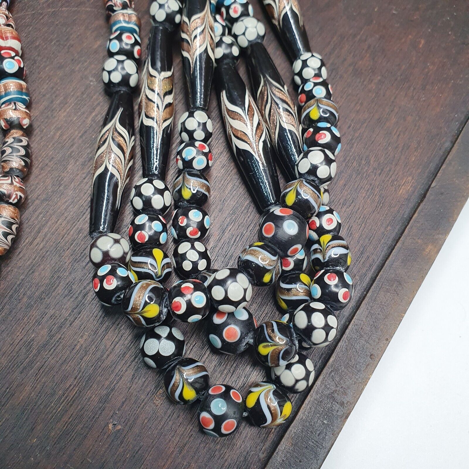 Venetian Style Skunk Wedding cake Aventurine beads beaded Necklace