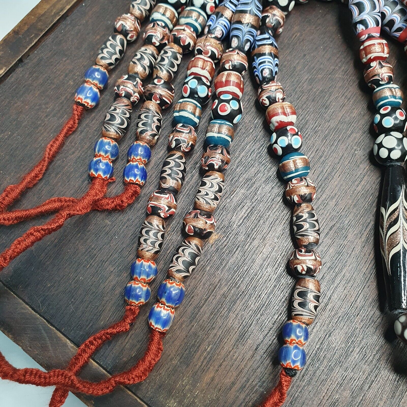 Venetian Style Skunk Wedding cake Aventurine beads beaded Necklace