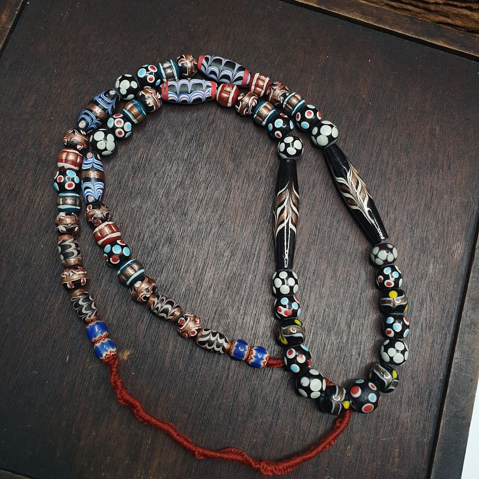 Venetian Style Skunk Wedding cake Aventurine beads beaded Necklace