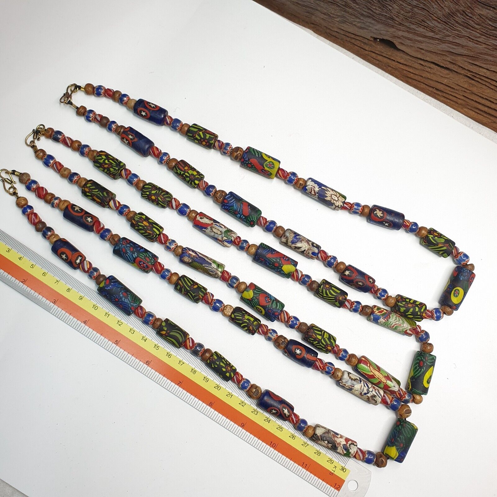 Venetian Millefiori Style beads Mosaic Glass Chevron beaded Necklace