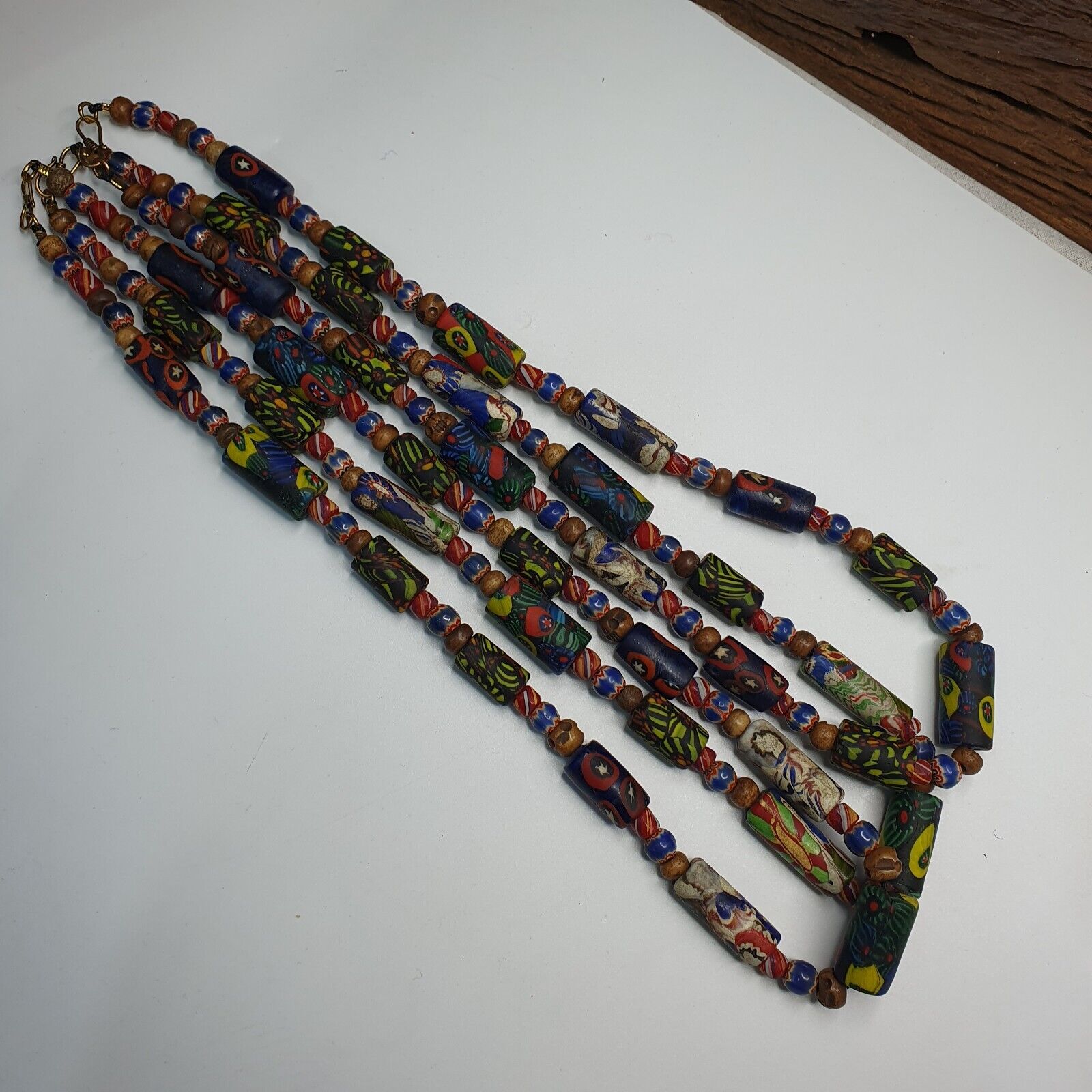 Venetian Millefiori Style beads Mosaic Glass Chevron beaded Necklace