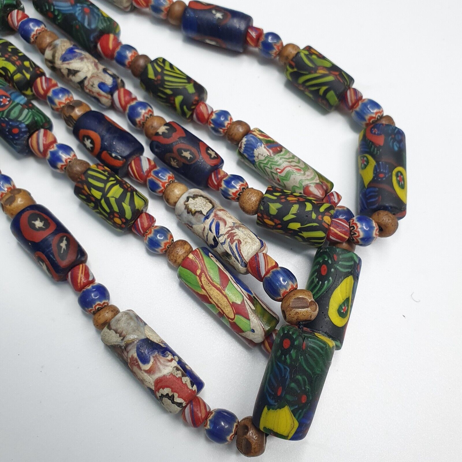 Venetian Millefiori Style beads Mosaic Glass Chevron beaded Necklace