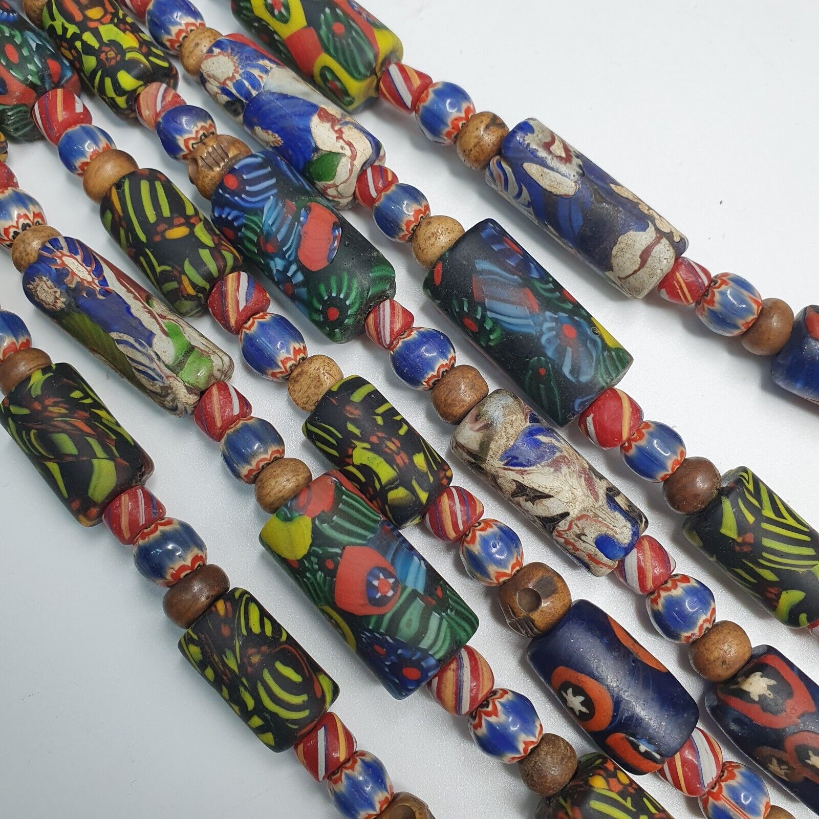 Venetian Millefiori Style beads Mosaic Glass Chevron beaded Necklace