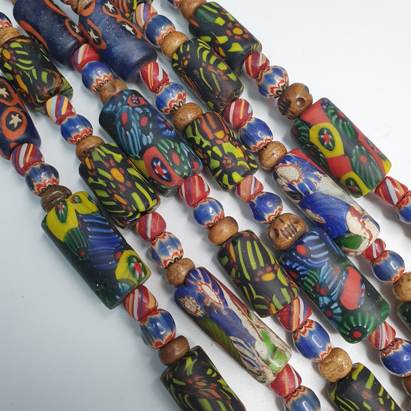 Venetian Millefiori Style beads Mosaic Glass Chevron beaded Necklace