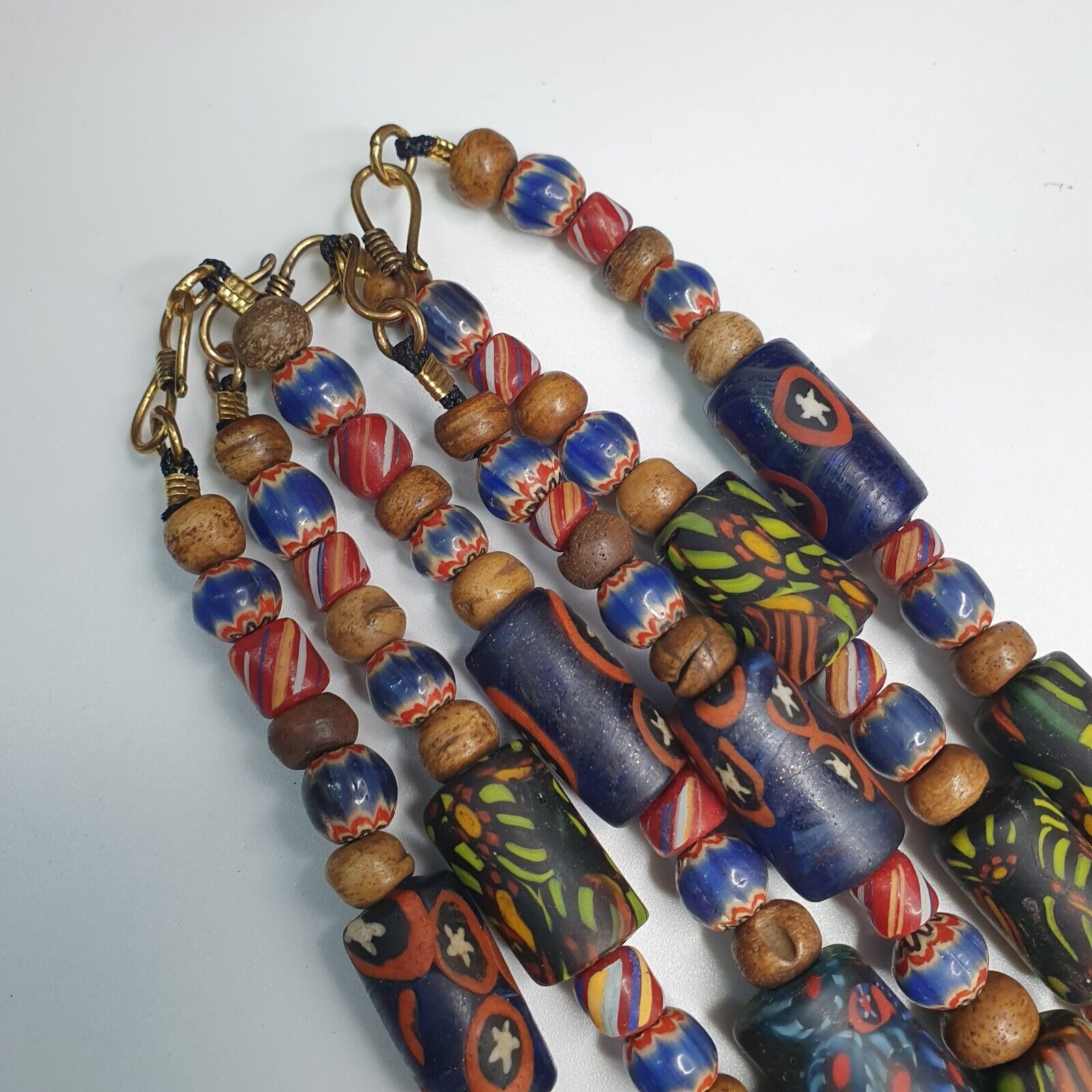 Venetian Millefiori Style beads Mosaic Glass Chevron beaded Necklace