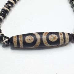 Indo Tibetan Himalayan Bead unique Patterns Dzi Amulet Necklace