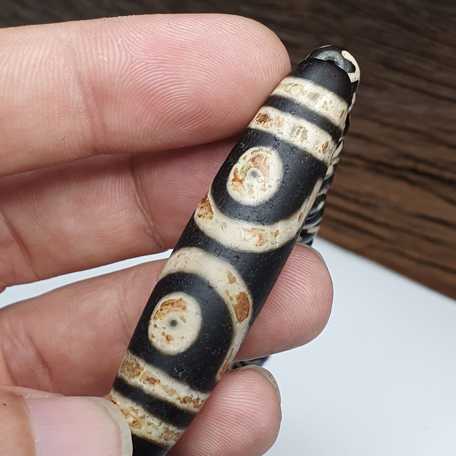 Indo Tibetan Himalayan Bead unique Patterns Dzi Amulet Necklace