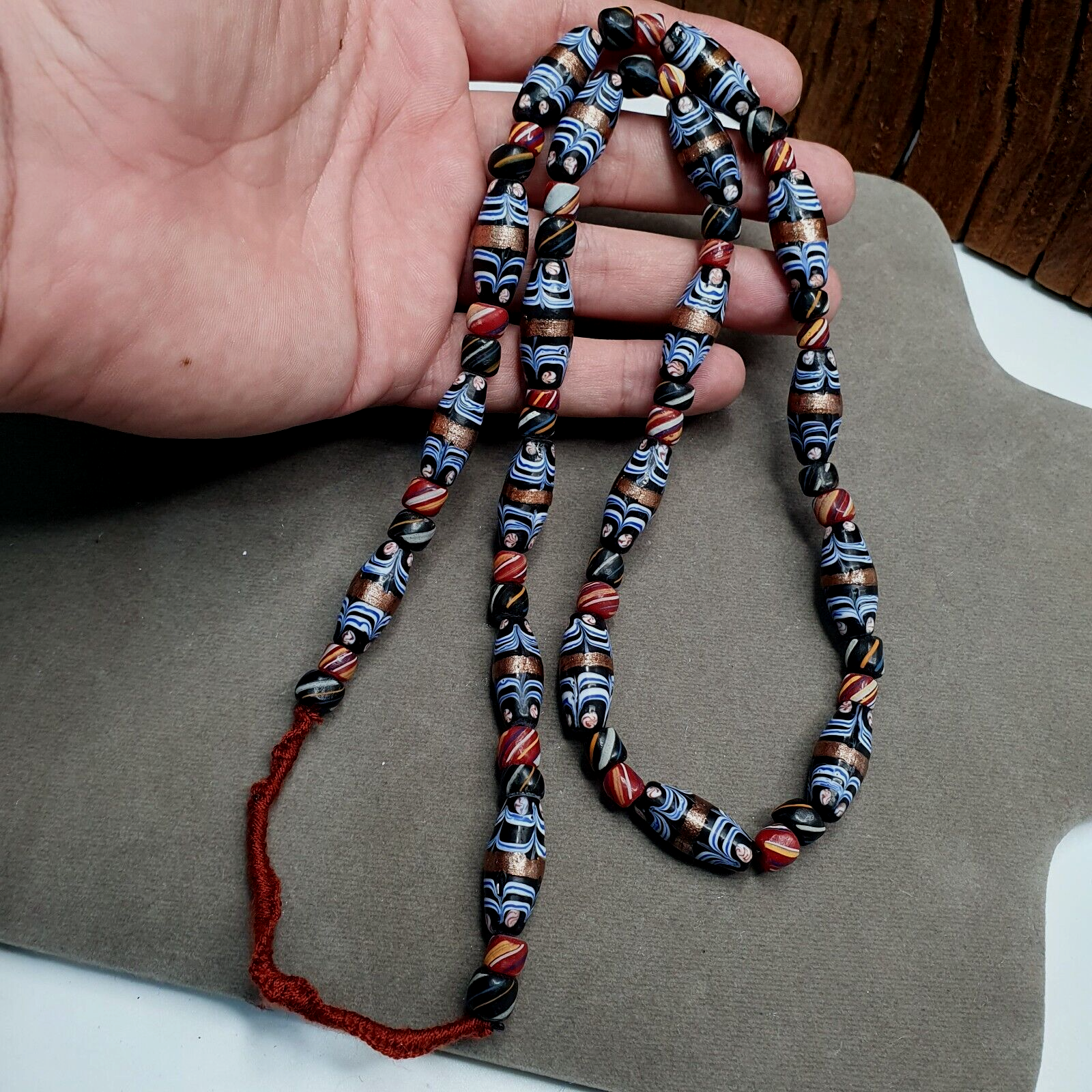 Venetian Inspired Millefiori Aventurine Fancy FEATHER glass beads