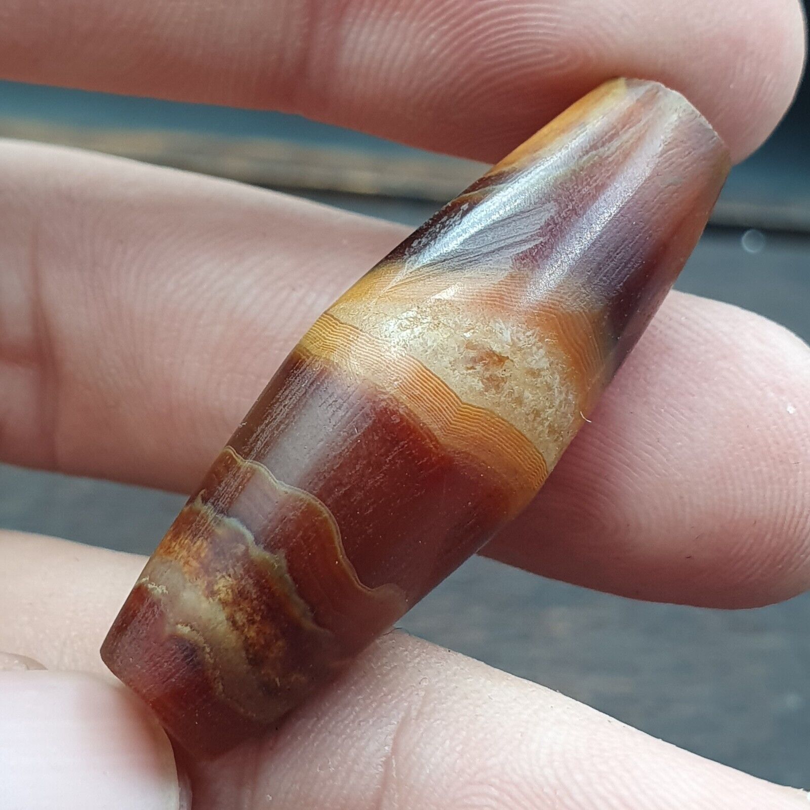 Antique Crystalized Agate Bead Middle Eastern Natural Red Agate Amulet