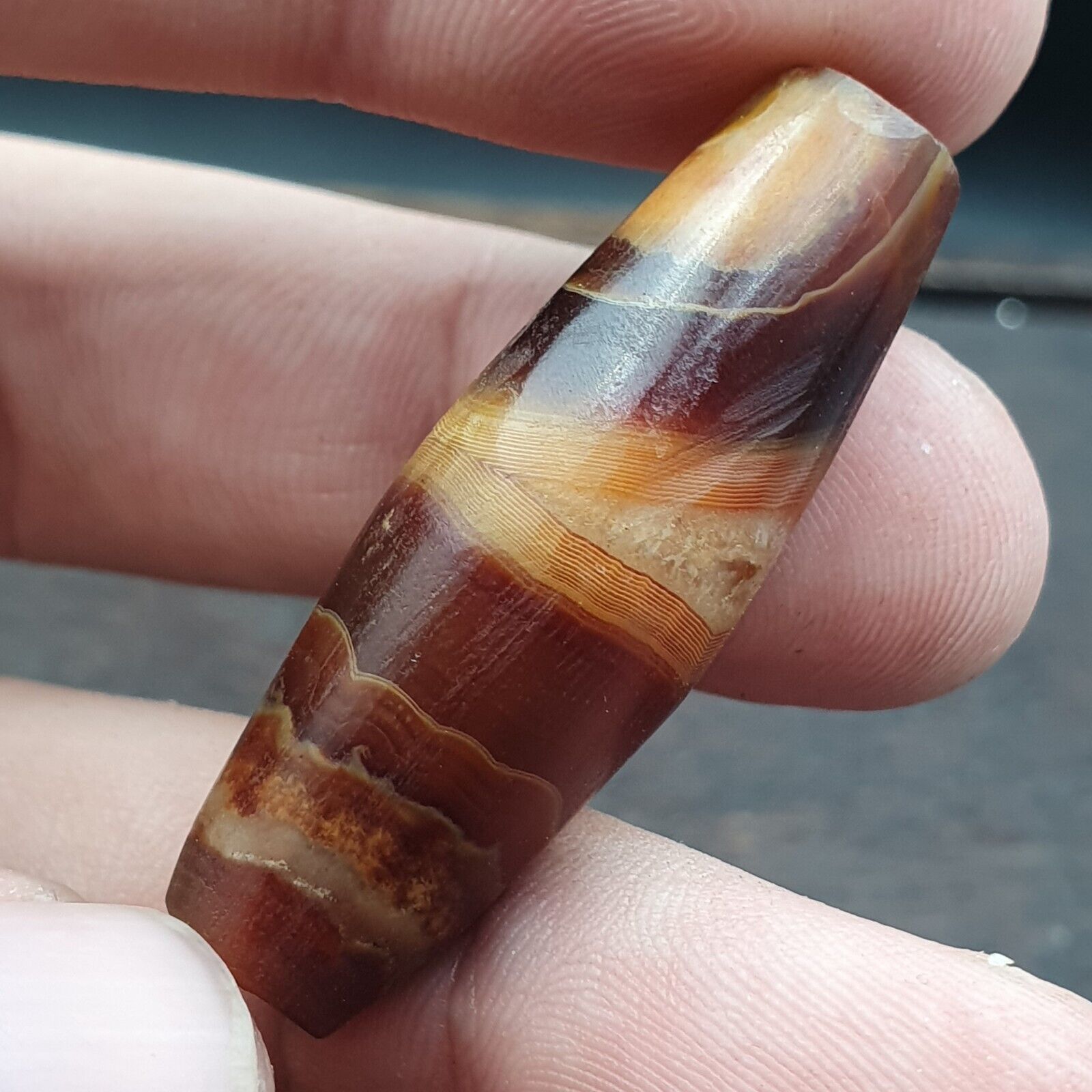 Antique Crystalized Agate Bead Middle Eastern Natural Red Agate Amulet