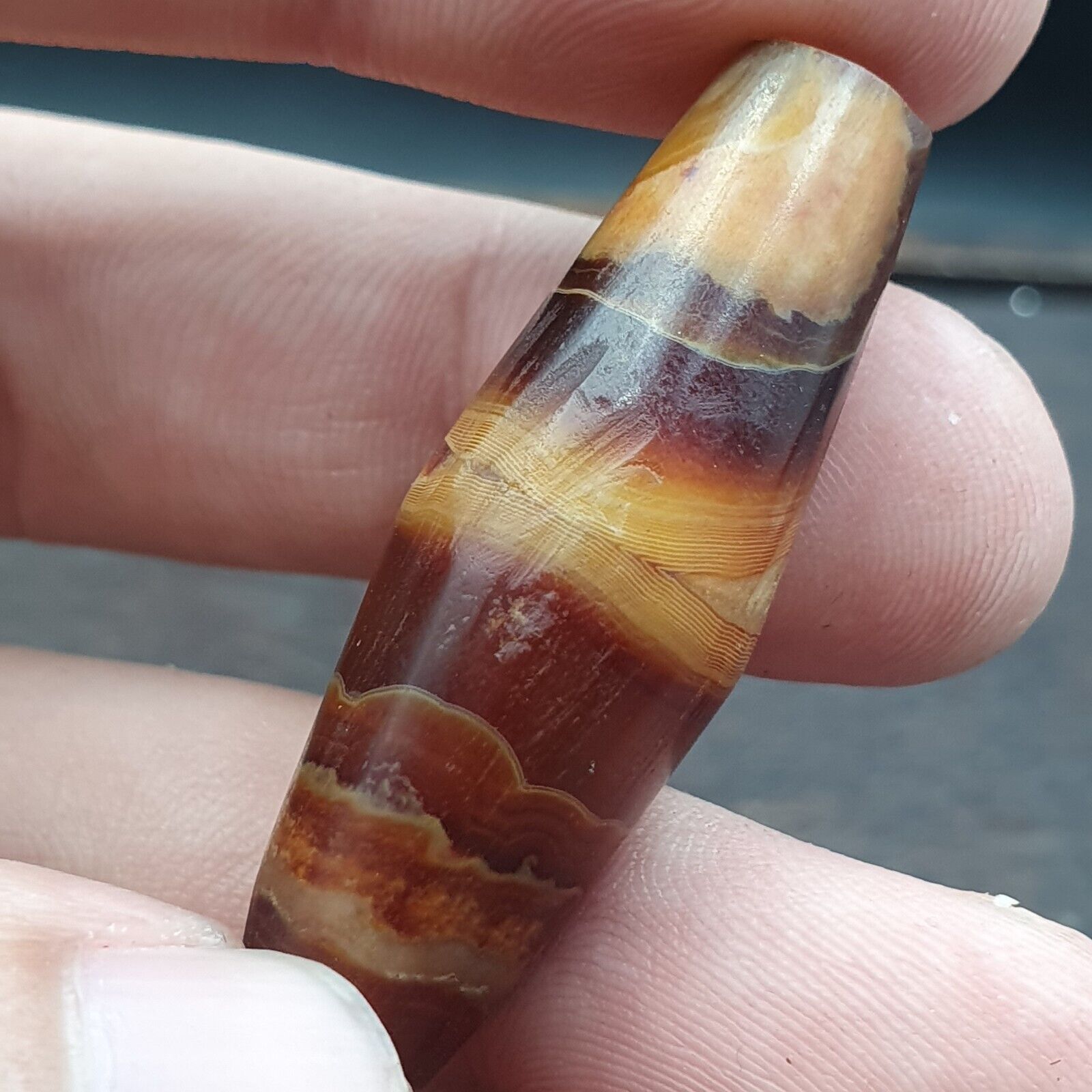 Antique Crystalized Agate Bead Middle Eastern Natural Red Agate Amulet