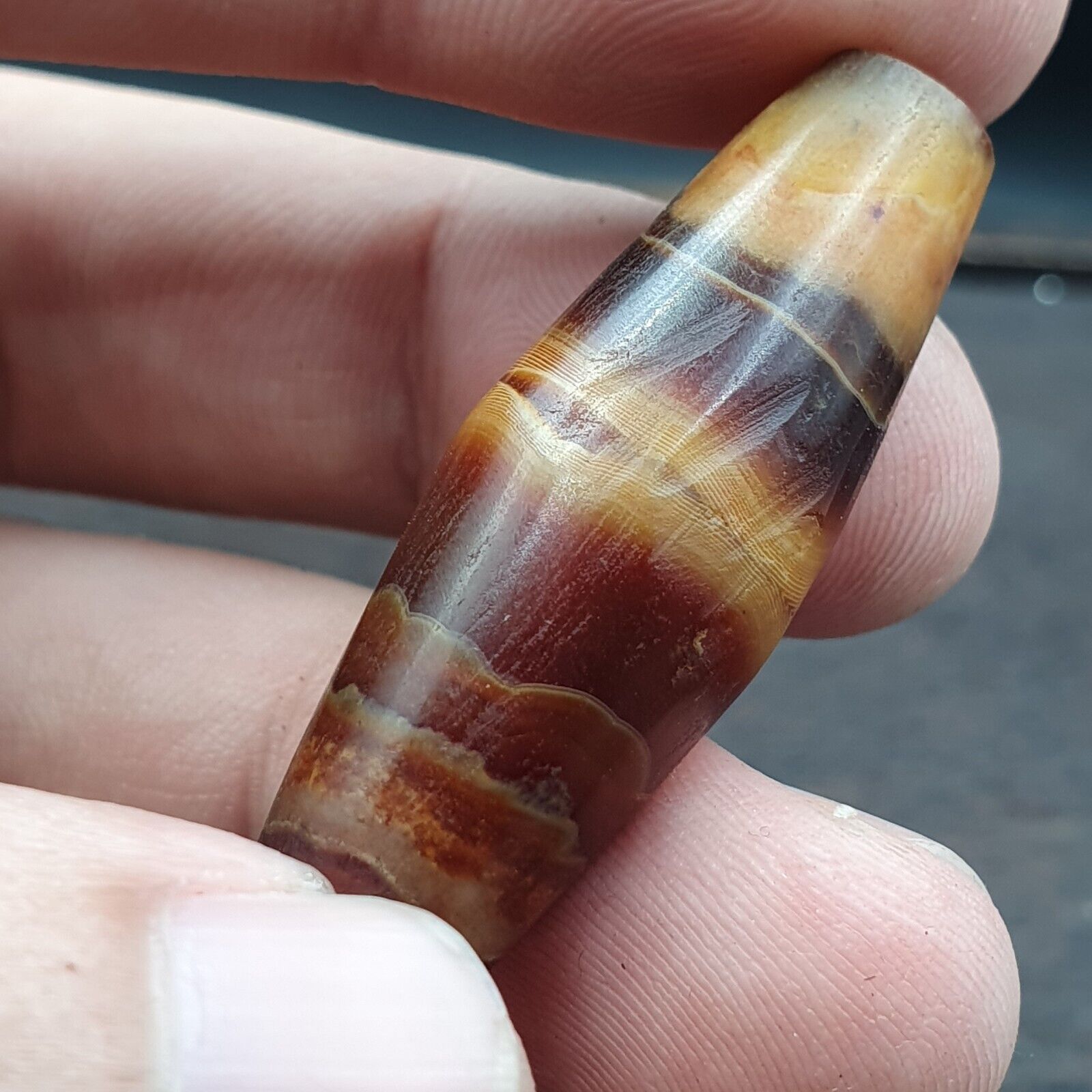 Antique Crystalized Agate Bead Middle Eastern Natural Red Agate Amulet