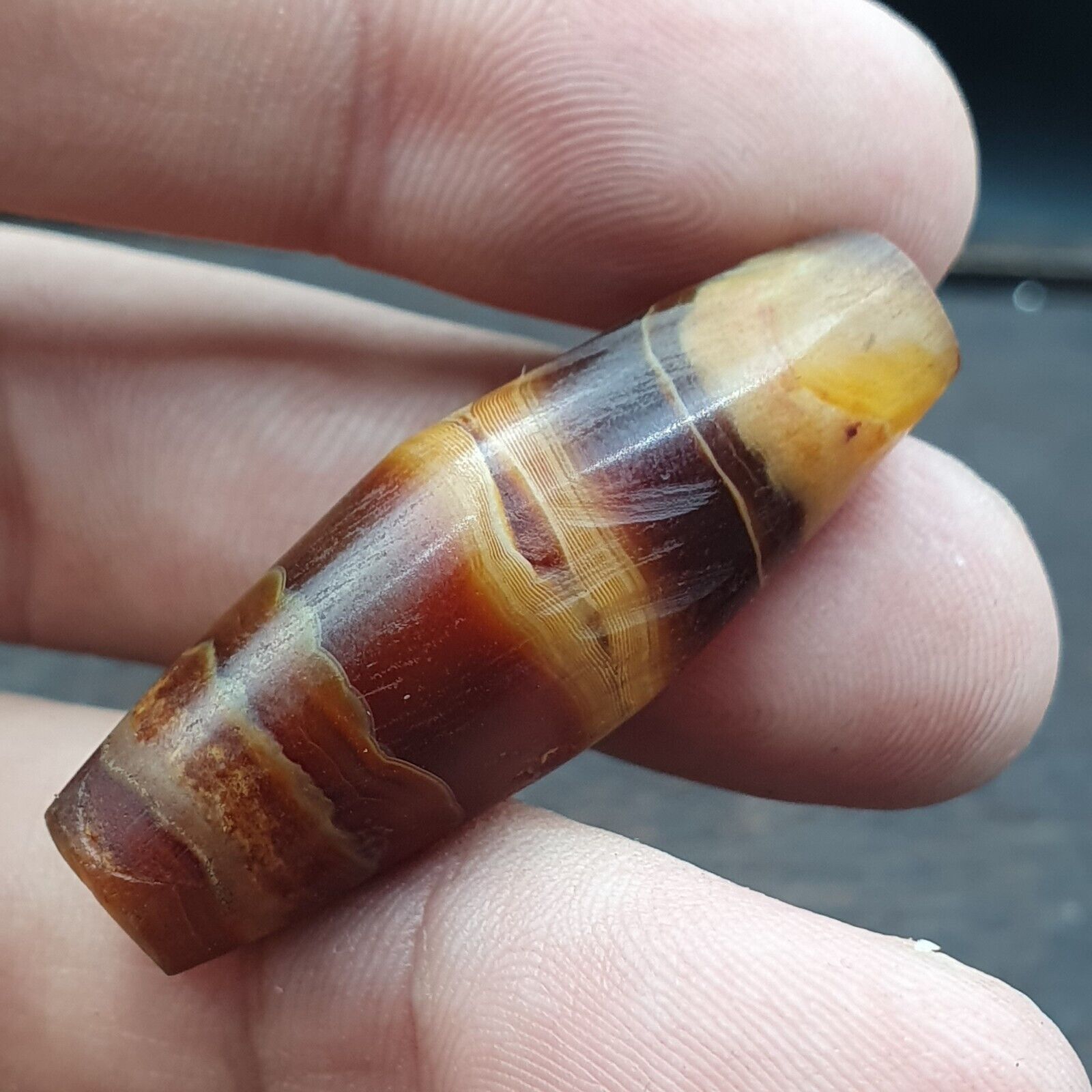 Antique Crystalized Agate Bead Middle Eastern Natural Red Agate Amulet