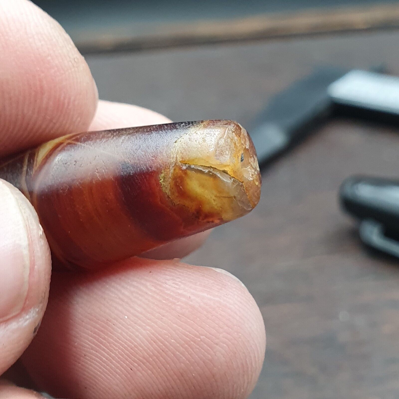 Antique Old Yemeni Agate Natural Eye Rare pattern Banded Agate Bead