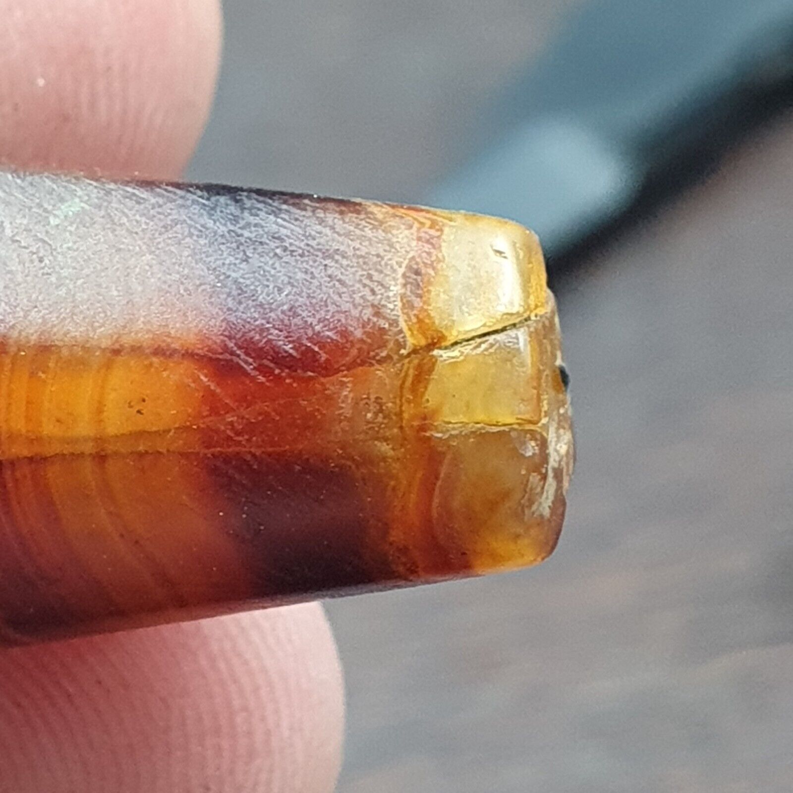 Antique Old Yemeni Agate Natural Eye Rare pattern Banded Agate Bead