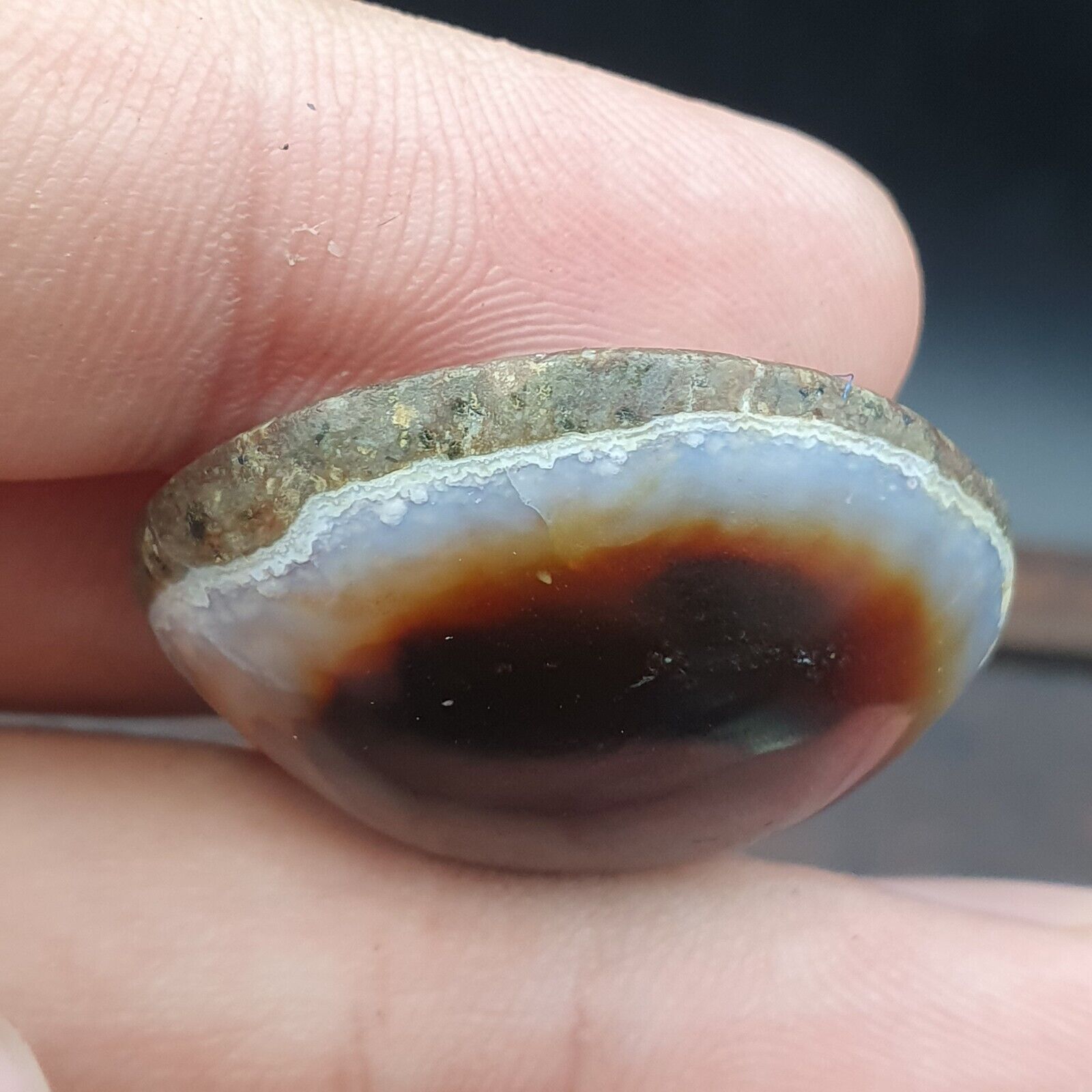 Antique Tibetan Luk Mik Goat Eye Agate Stone Cabochon 30mm