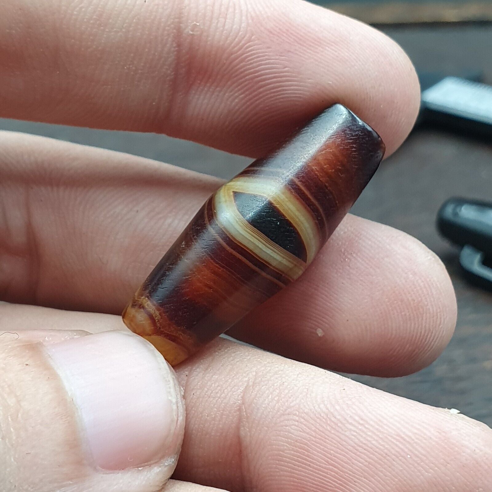 Antique Old Yemeni Agate Natural Eye Rare pattern Banded Agate Bead
