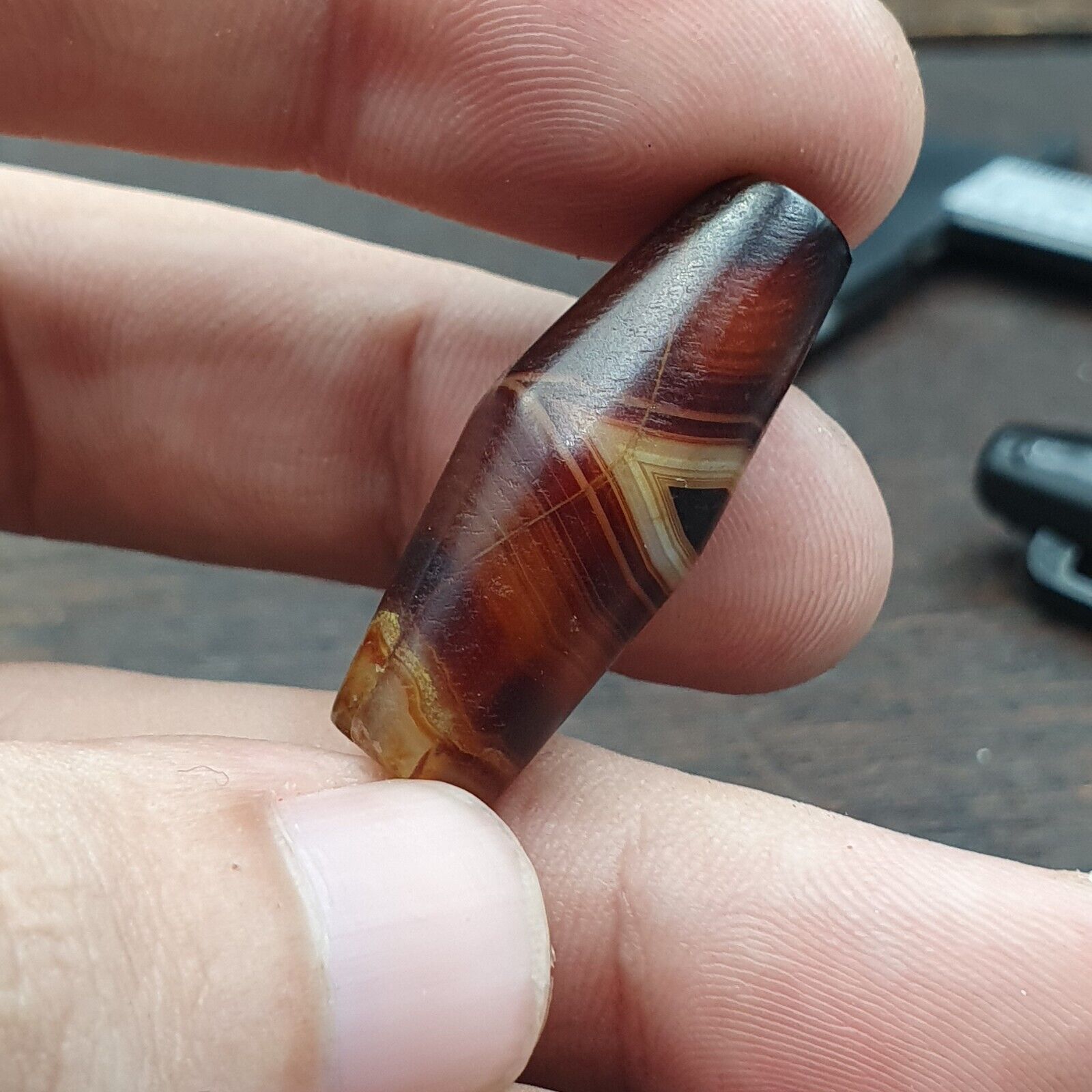 Antique Old Yemeni Agate Natural Eye Rare pattern Banded Agate Bead