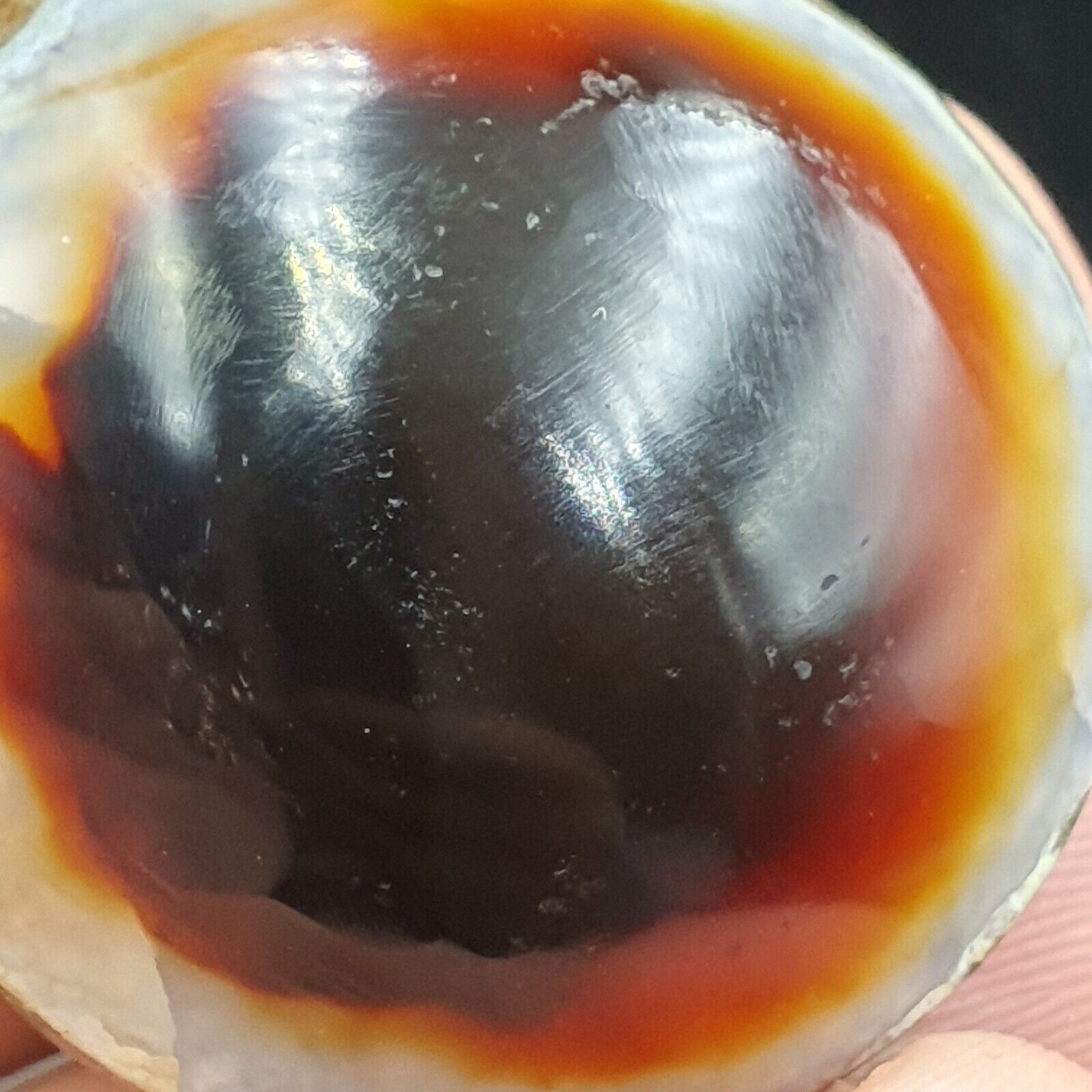 Antique Tibetan Luk Mik Goat Eye Agate Stone Cabochon 30mm