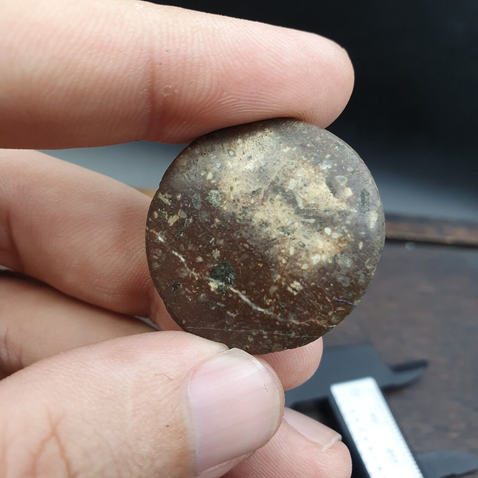 Antique Tibetan Luk Mik Goat Eye Agate Stone Cabochon 30mm
