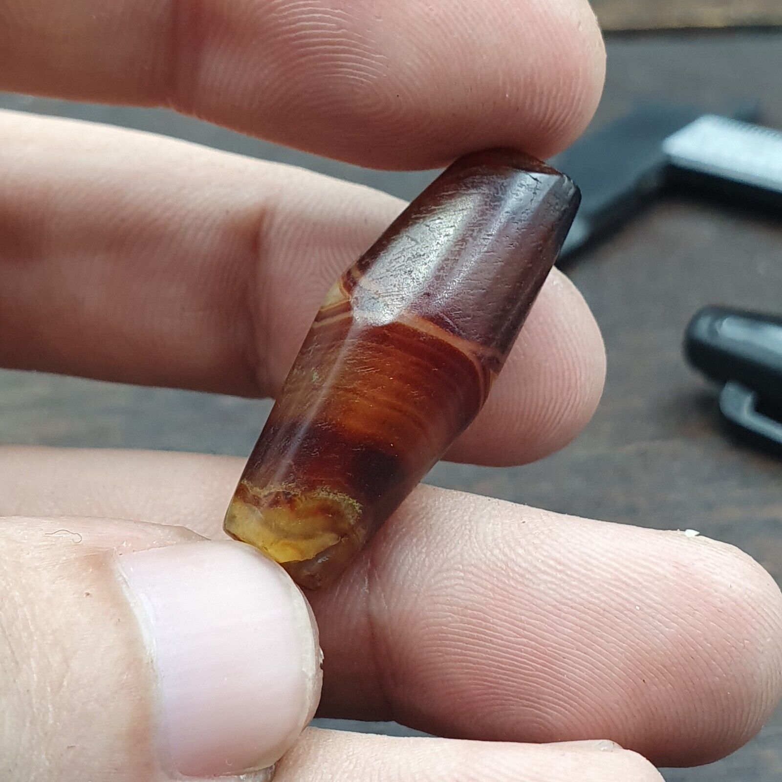 Antique Old Yemeni Agate Natural Eye Rare pattern Banded Agate Bead