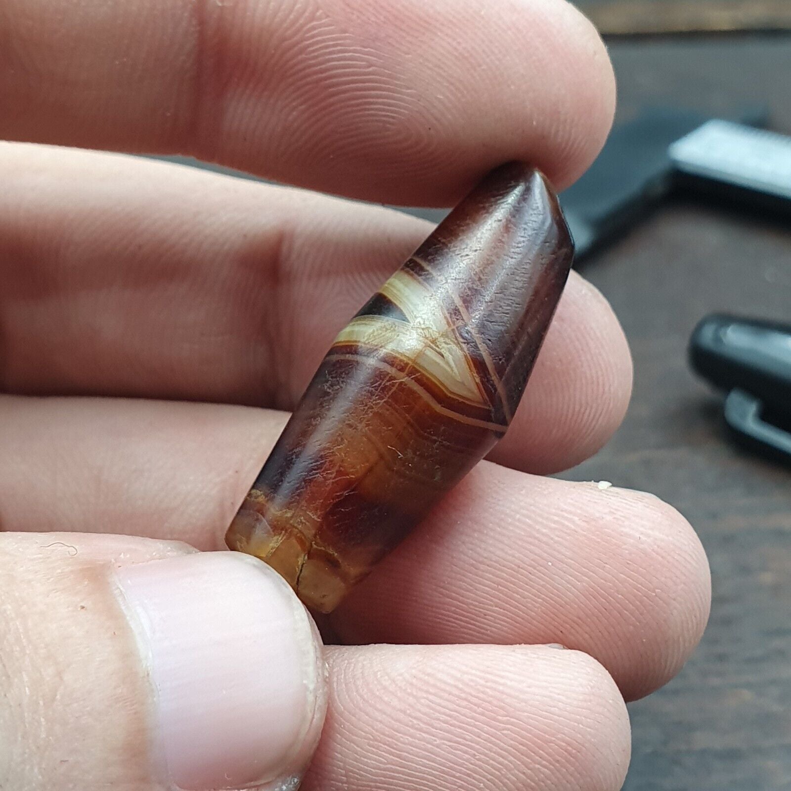 Antique Old Yemeni Agate Natural Eye Rare pattern Banded Agate Bead