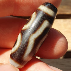 Himalayan Indo Tibetan Agate 3 Circle Eyes Bead Dzi Amulet ATB-3