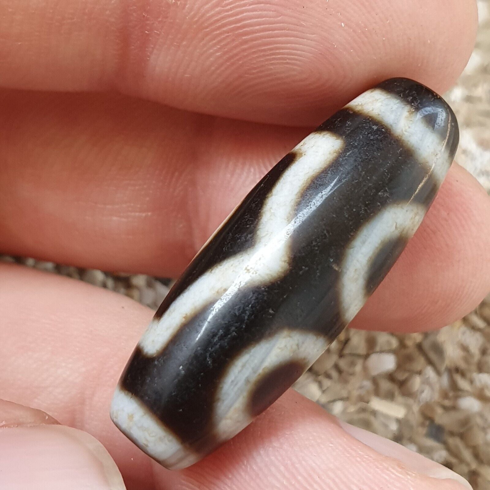 Himalayan Indo Tibetan Agate 3 Circle Eyes Bead Dzi Amulet ATB-3