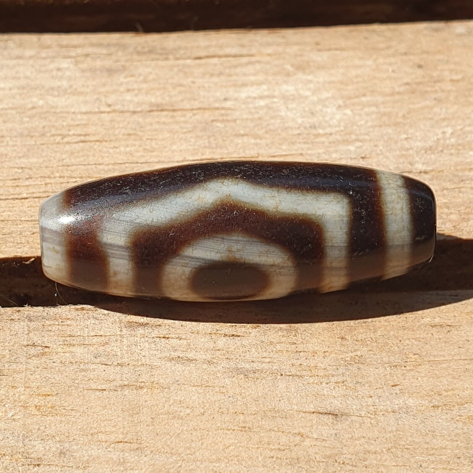 Himalayan Indo Tibetan Agate 3 Circle Eyes Bead Dzi Amulet ATB-3