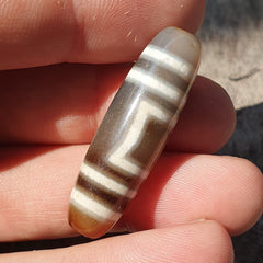 Himalayan Indo Tibetan Agate Circle and Square Eye Bead Dzi Amulet ATB-2