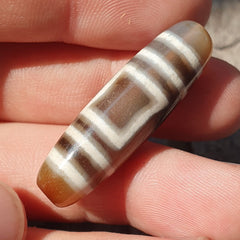 Himalayan Indo Tibetan Agate Circle and Square Eye Bead Dzi Amulet ATB-2