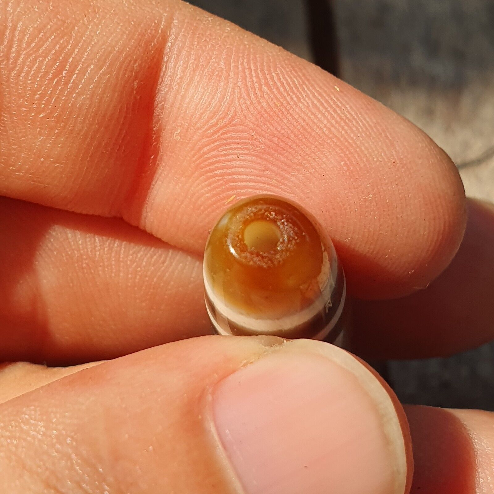 Himalayan Indo Tibetan Agate Circle and Square Eye Bead Dzi Amulet ATB-2