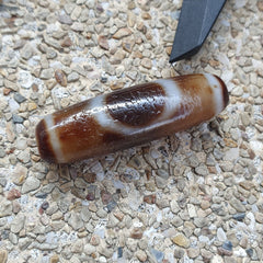 Vintage Tibetan Himalayan Star moon pattern Agate stone Dzi Bead Amulet AT7