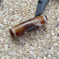 Vintage Tibetan Himalayan Star moon pattern Agate stone Dzi Bead Amulet AT7