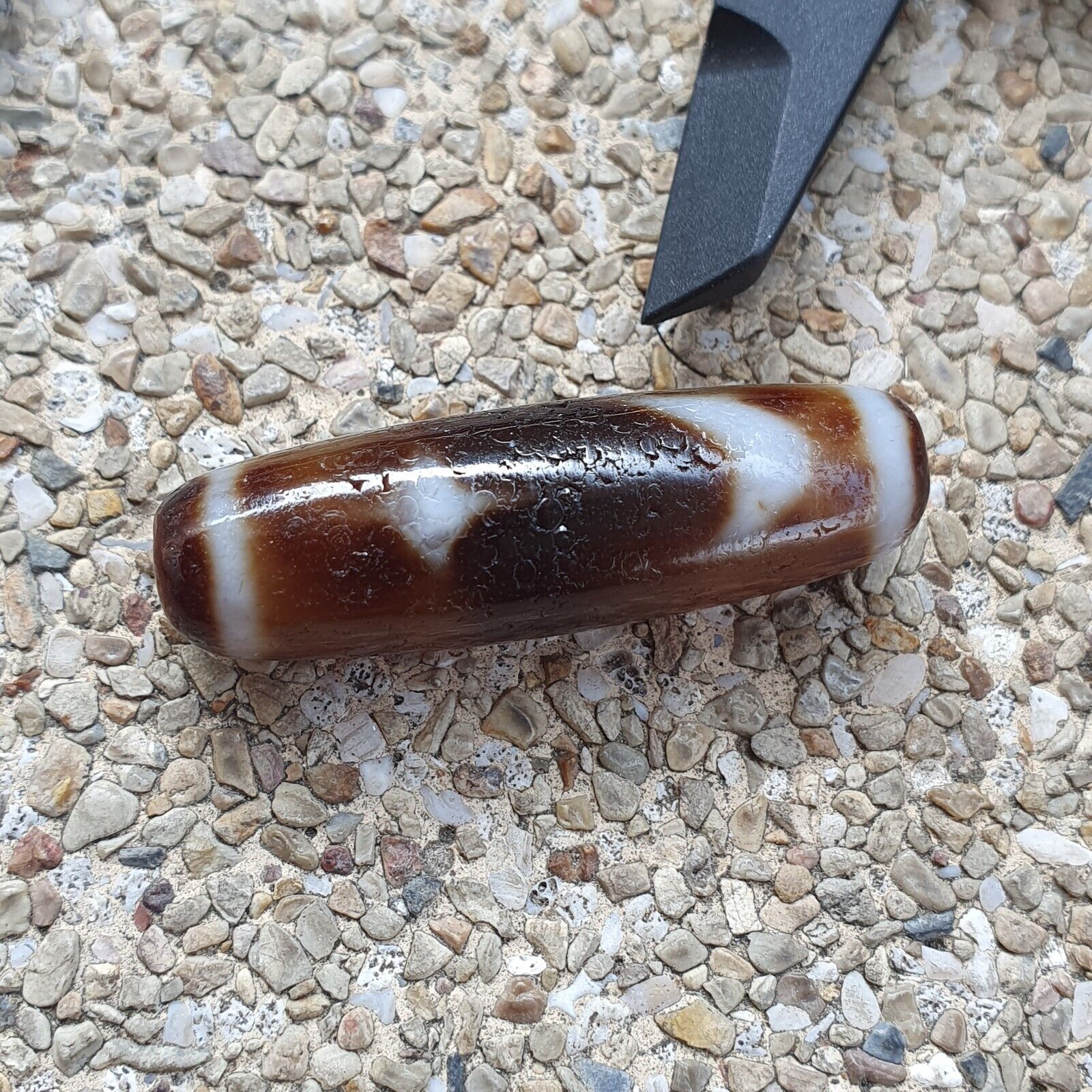 Vintage Tibetan Himalayan Star moon pattern Agate stone Dzi Bead Amulet AT7