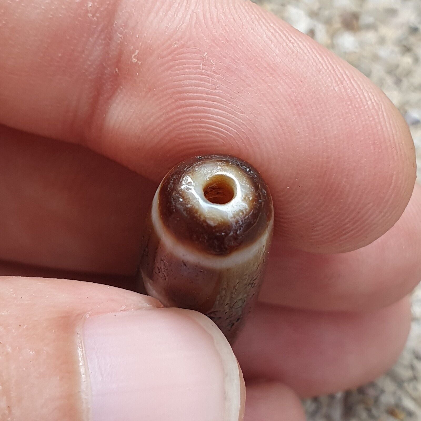 Vintage Tibetan Himalayan Star moon pattern Agate stone Dzi Bead Amulet AT7