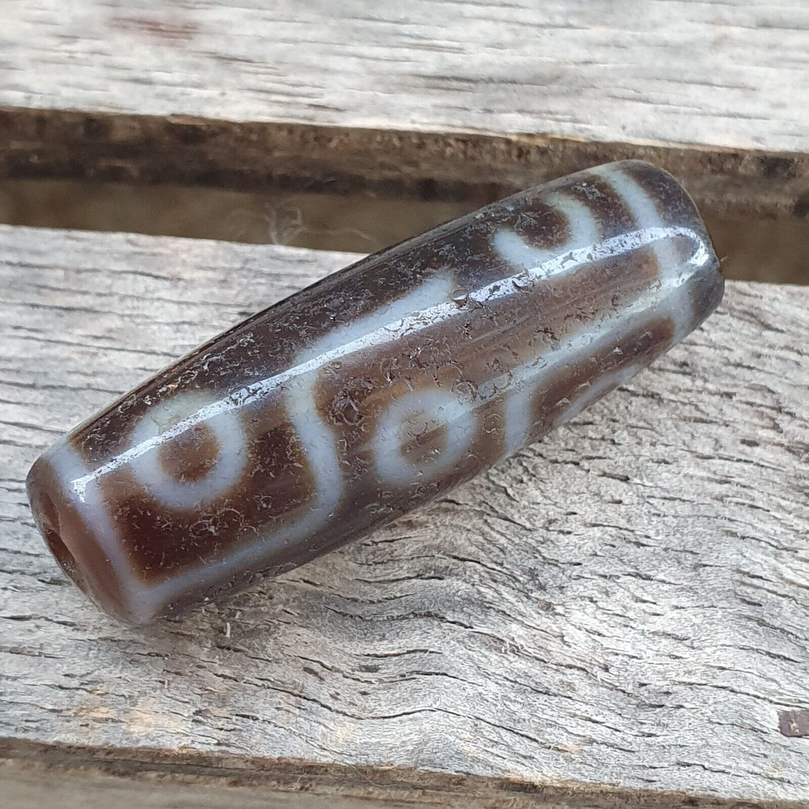Antique Tibetan Himalayan 9 eyes Agate stone Dzi Bead Amulet AT11